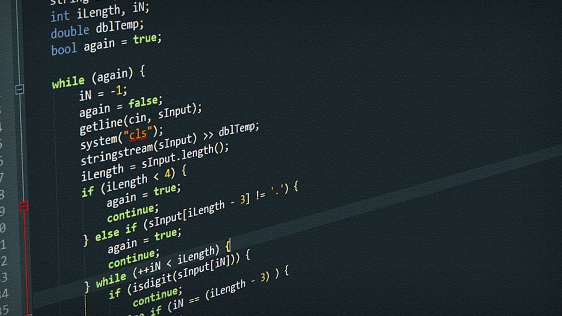 Código focado em um algoritmo de validação de dados com loops e condicionais.